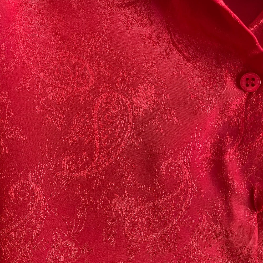 Long Sleeve Red Paisley Blouse